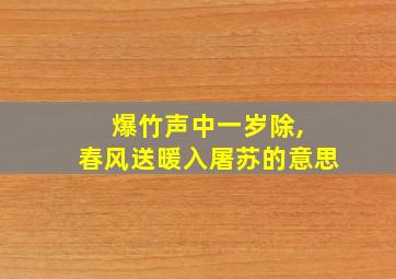 爆竹声中一岁除, 春风送暖入屠苏的意思